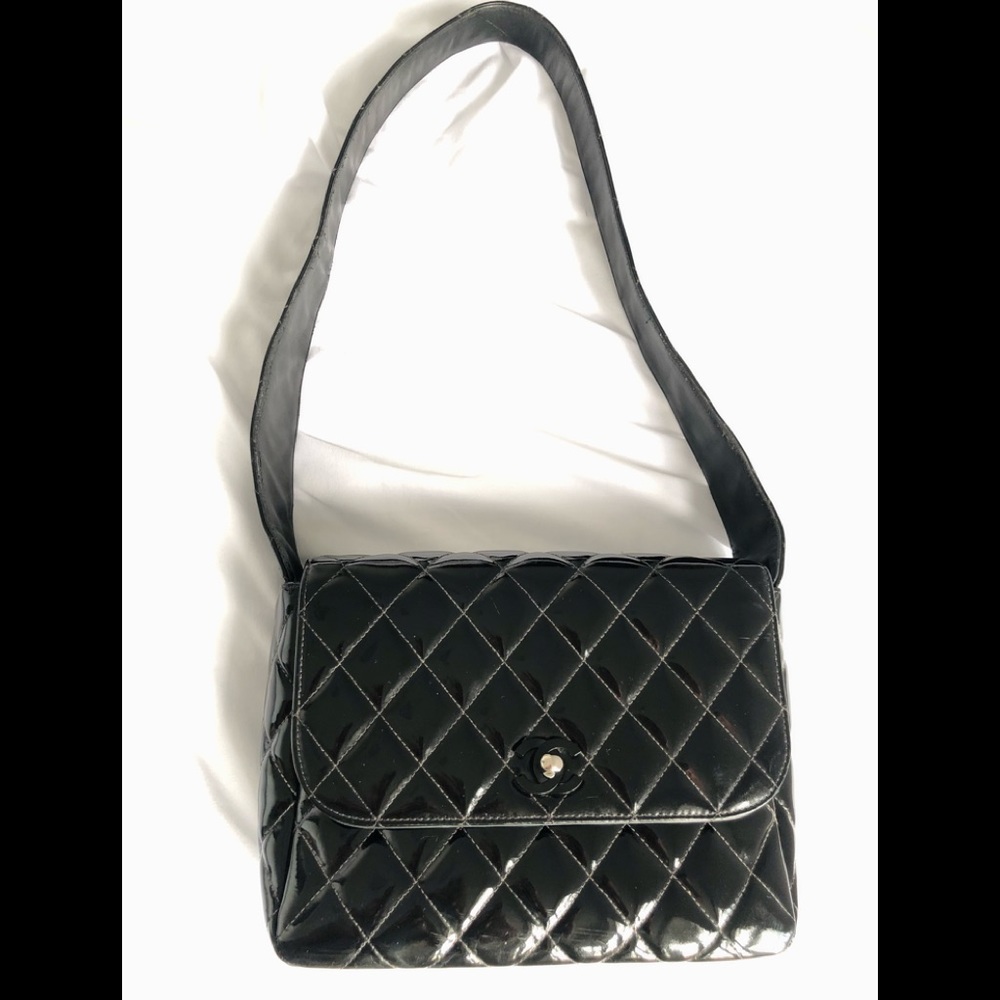 Patent black Chanel flap bag